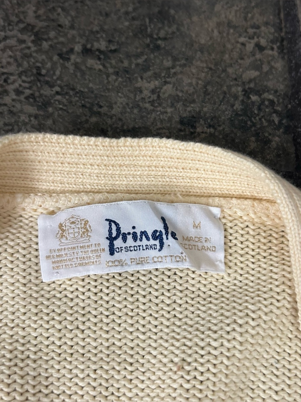 Vintage 90s Pringle of Scotland Knit Sweater Cardigan Color Block Size Medium - Picture 2 of 6